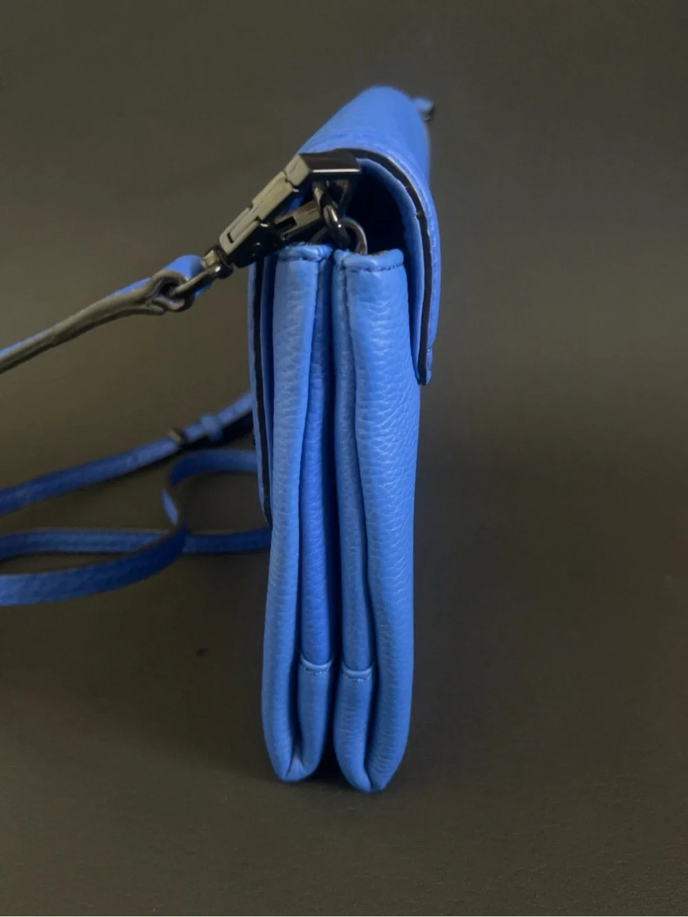 Rebecca Minkoff Mini Jules Blue Pebbled Leather Satchel Crossbody